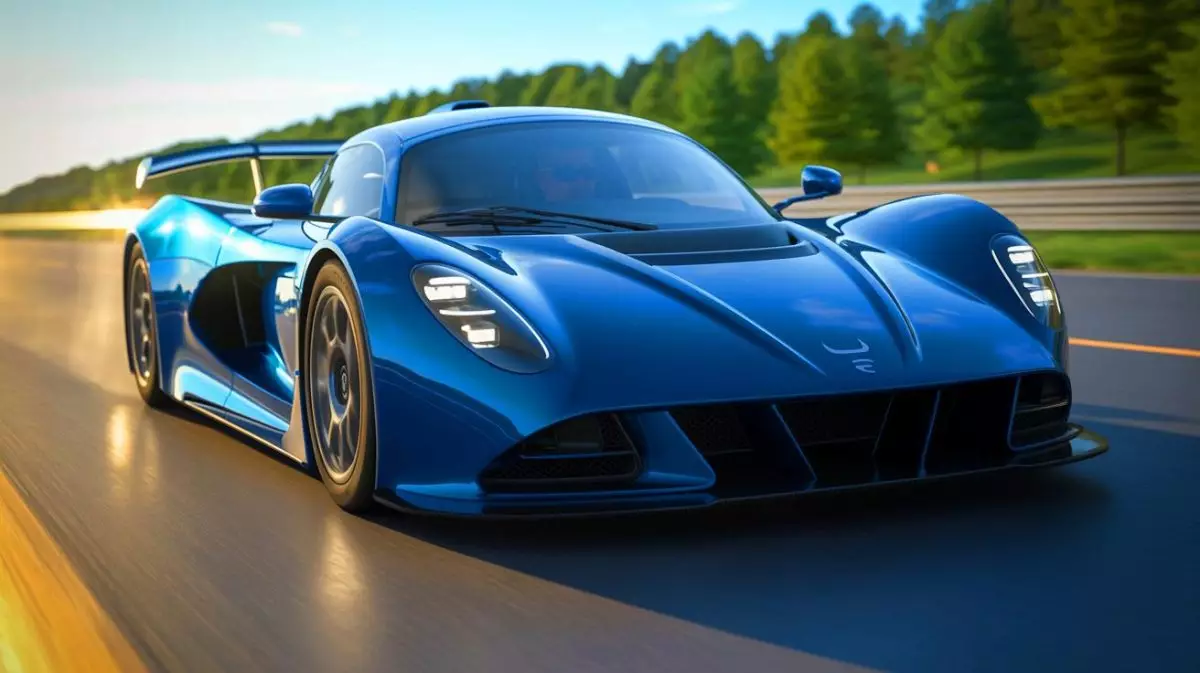 Illustration de la Venom F5, hypercar conçue par John Hennessey pour atteindre des vitesses record. Image réalisée par IA.