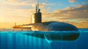 Illustration du sous-marin nucléaire De Grasse de la série Barracuda. Image réalisée par IA.