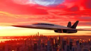 Illustration de la renaissance du vol supersonique avec des avions au design innovant. Image réalisée par IA.