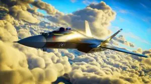 Illustration de l'avion de chasse F/A-XX de sixième génération de la US Navy. Image réalisée par IA.