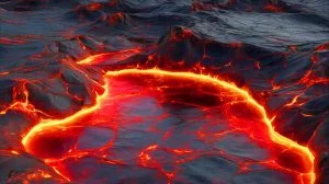 Illustration de la solidification du manteau terrestre primitif et formation d'un océan de magma basal. Image réalisée par IA.
