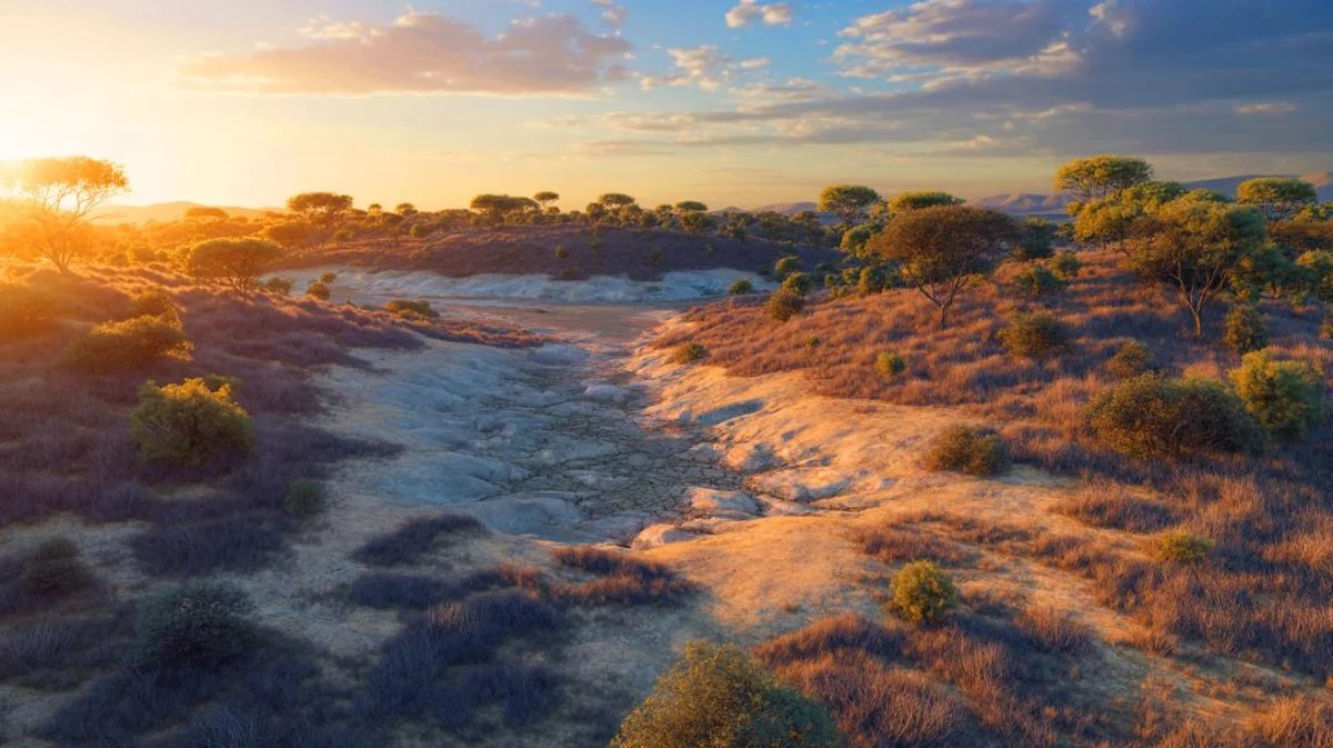 Illustration de l'élévation du sol en Afrique du Sud due à la sécheresse. Image réalisée par IA.