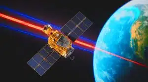Illustration de la capture d'un signal radio mystérieux par un satellite inactif de la NASA. Image réalisée par IA.