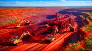 Illustration de la découverte d'un gisement de fer colossal en Australie-Occidentale. Image réalisée par IA.