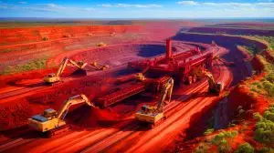 Illustration de la découverte d'un gisement de fer colossal en Australie-Occidentale. Image réalisée par IA.