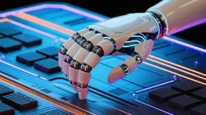 Illustration de la peau électronique sensible pour robots développée par des chercheurs britanniques. Image réalisée par IA.