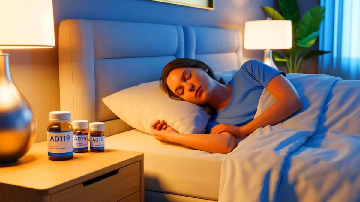 Illustration de l'apnée du sommeil et du nouveau traitement oral AD109. Image réalisée par IA.