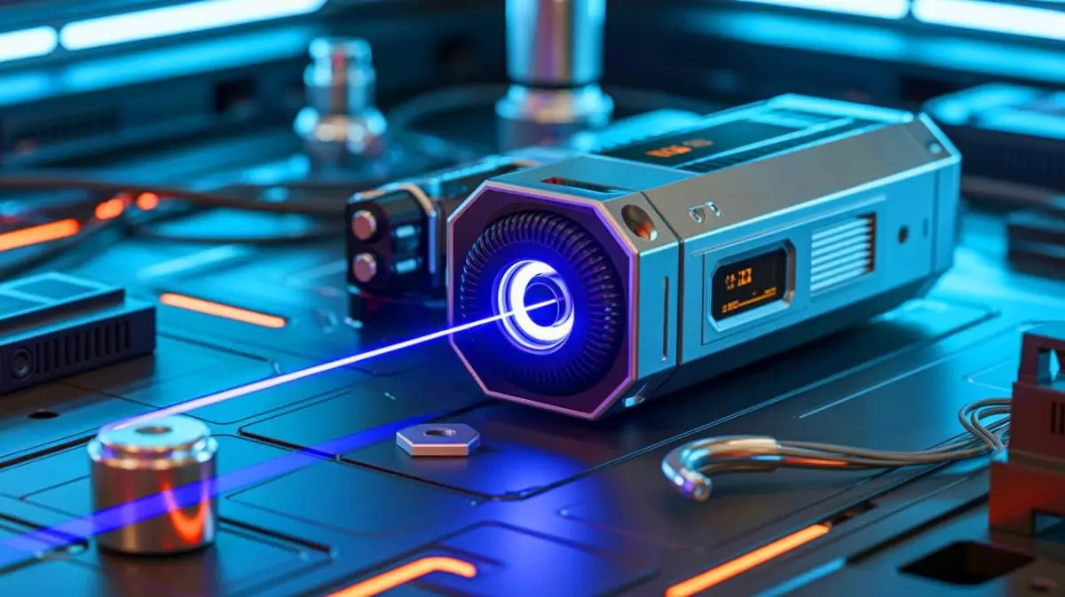 Illustration de la création par Styropyro d'un laser portable ultra-puissant. Image réalisée par IA.