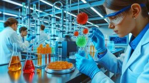 Illustration de la réaction formose et ses implications pour les biocarburants. Image réalisée par IA.