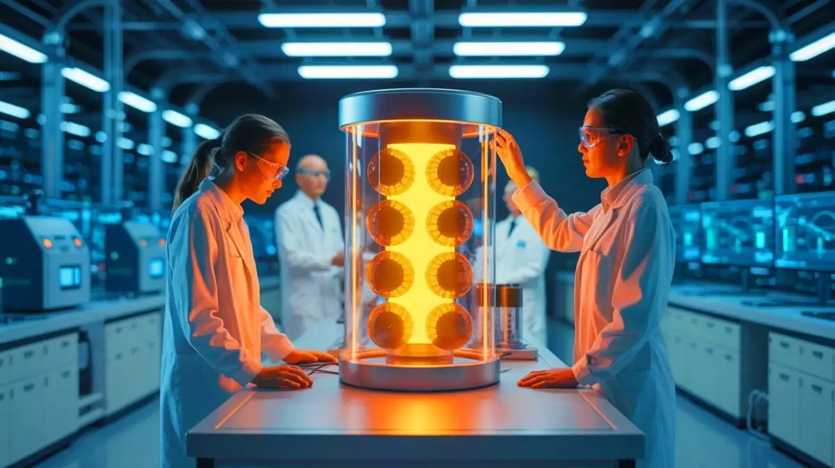 Illustration de l'innovation japonaise utilisant de l'uranium appauvri pour créer une batterie rechargeable. Image réalisée par IA.