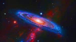 Illustration de la galaxie Andromeda XXXV, la plus petite galaxie jamais observée. Image réalisée par IA.