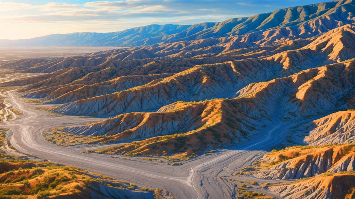 Illustration de la faille d'Elsinore et ses implications sismiques en Californie. Image réalisée par IA.