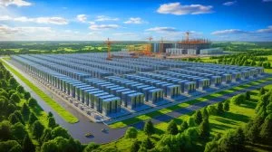 Illustration de l'expansion des centres de données d'Amazon en Indiana pour soutenir l'intelligence artificielle. Image réalisée par IA.