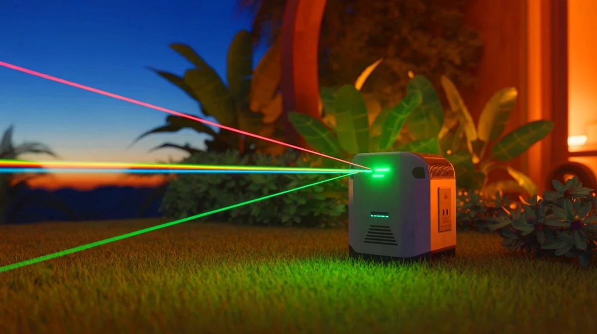 Illustration de l'usage d'un canon laser pour éliminer les moustiques de manière écologique et innovante.