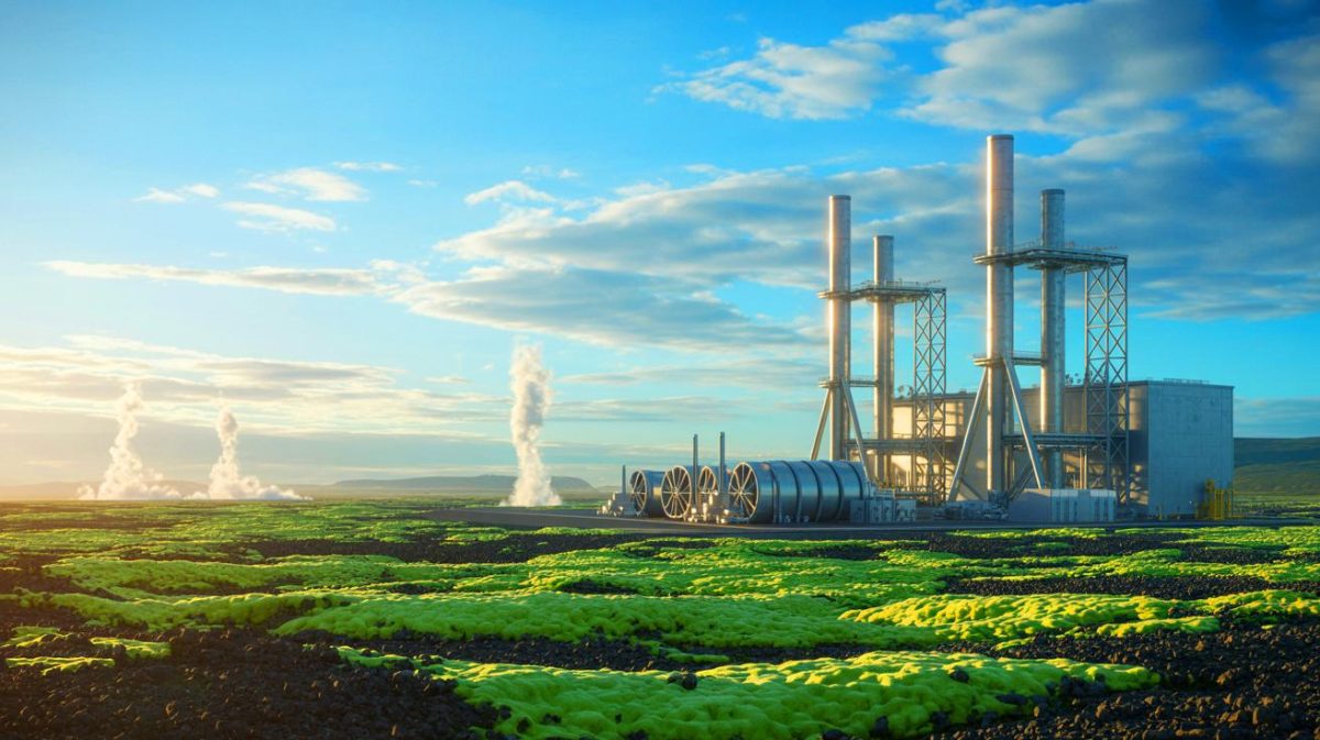 Illustration de la centrale de captage de CO2 Mammoth en Islande, générée par intelligence artificielle.