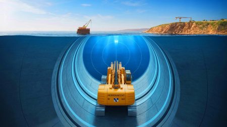 Illustration de la connexion entre le Maroc et l'Espagne via un tunnel sous-marin, générée par intelligence artificielle.