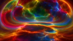 Illustration de la vue haute définition du fond diffus cosmologique révélant l'Univers primordial. Image réalisée par IA.
