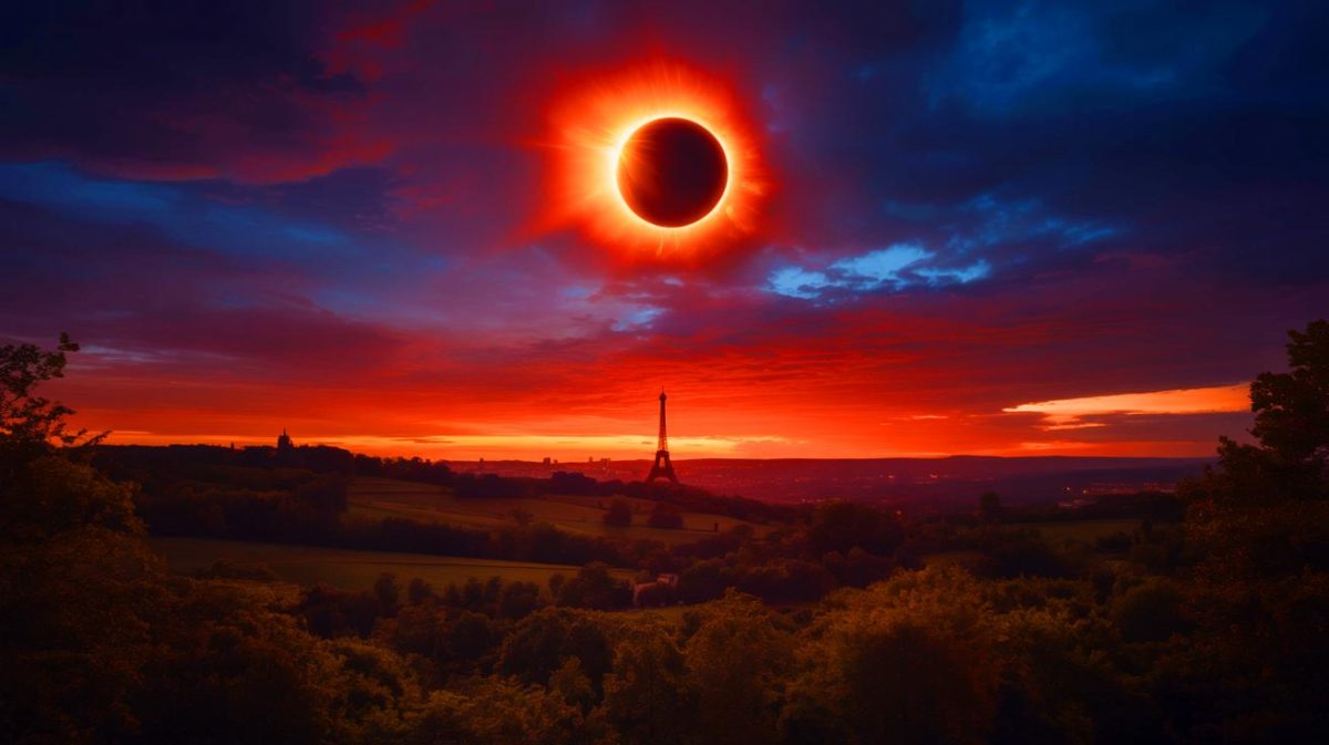 Illustration de la prochaine éclipse solaire totale visible en France en 2081.