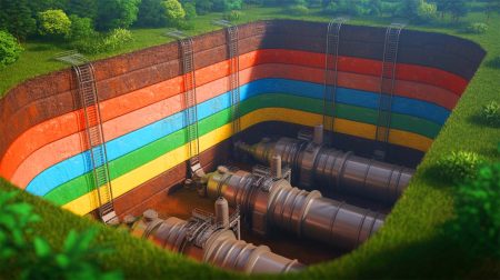 Illustration de l'enfouissement des déchets humains pour réduire les émissions de CO2.