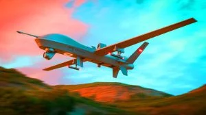Illustration de la Chine dévoilant un drone tail-sitter inspiré des États-Unis, générée par intelligence artificielle.