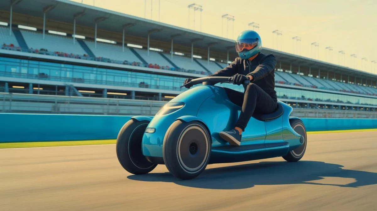 Illustration de la trottinette électrique Turbo de Bo, inspirée de la Formule 1, générée par intelligence artificielle.