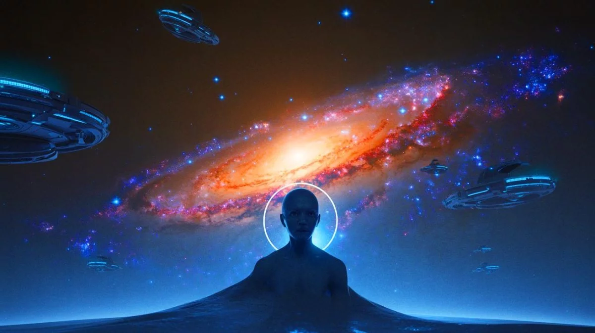 Illustration de la découverte potentielle de vie extraterrestre grâce aux télescopes de nouvelle génération. Image réalisée par IA.