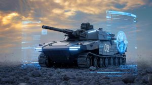 Illustration de chars K2 Black Panther déployés en Pologne dans le cadre d'un accord militaire. Image réalisée par IA.