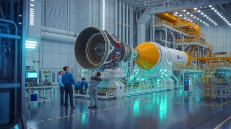 Illustration de la collaboration entre Ursa Major et Palantir pour la production avancée de moteurs-fusées solides.