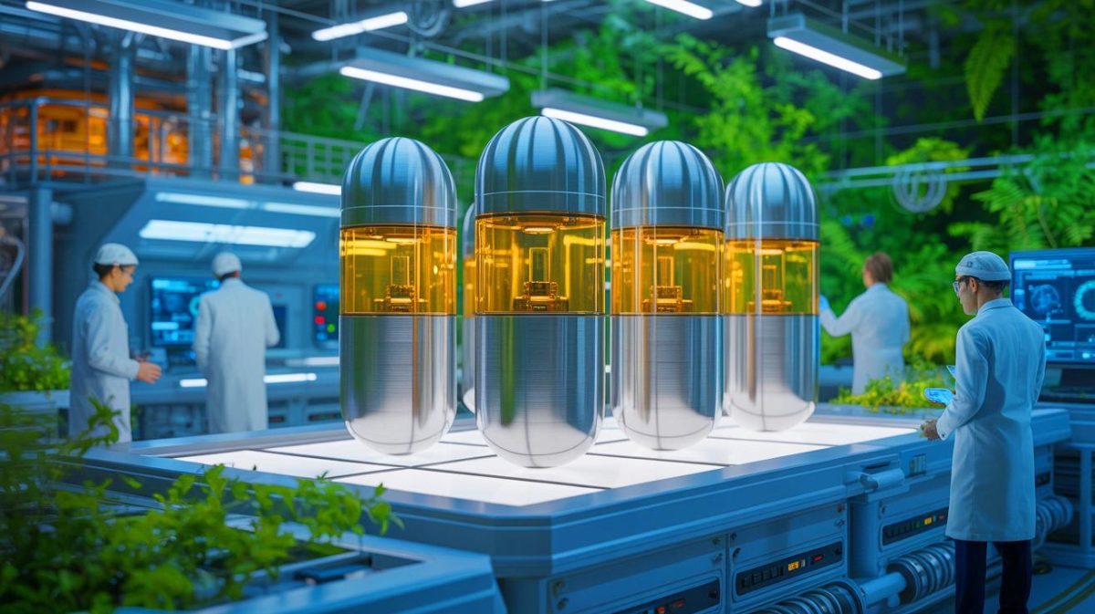 Illustration de l'innovation dans la fabrication additive de composants nucléaires, générée par intelligence artificielle.