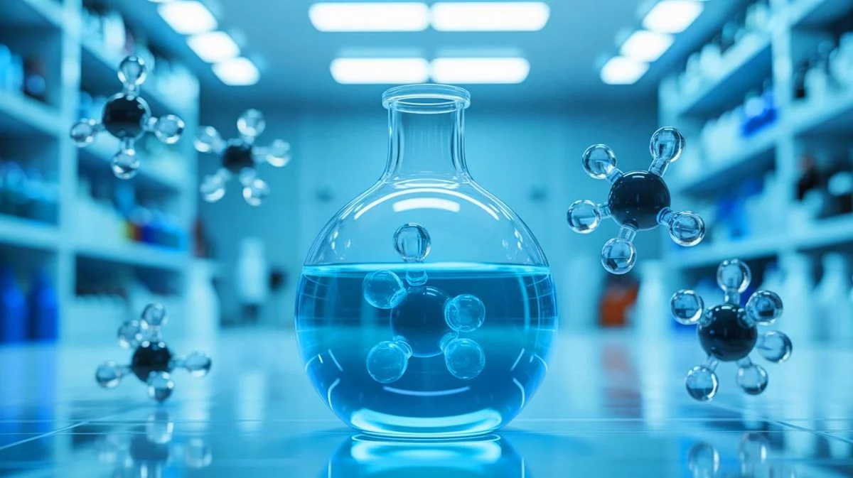 Illustration de la découverte d'un liquide hydrogène stable à température ambiante, générée par intelligence artificielle.