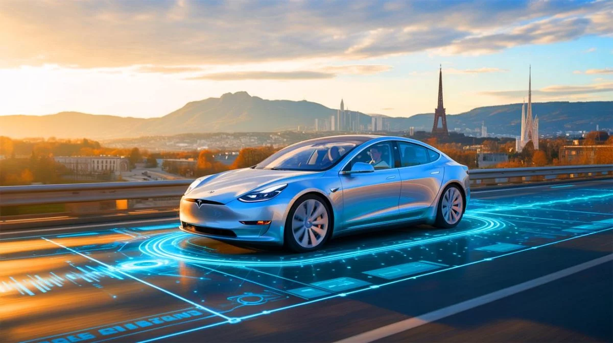 Illustration de la chute des ventes de Tesla en France face à la concurrence chinoise. Image réalisée par IA.