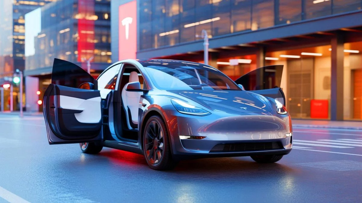 Illustration de la Tesla Model Y L offrant un équilibre inédit entre confort et utilité, générée par intelligence artificielle.