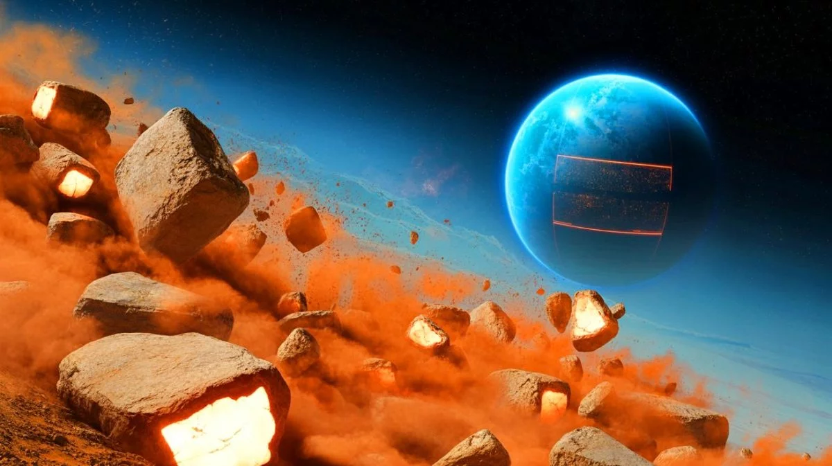 Illustration de l'essaim d'astéroïdes des Taurides lié à la comète Encke. Image réalisée par IA.