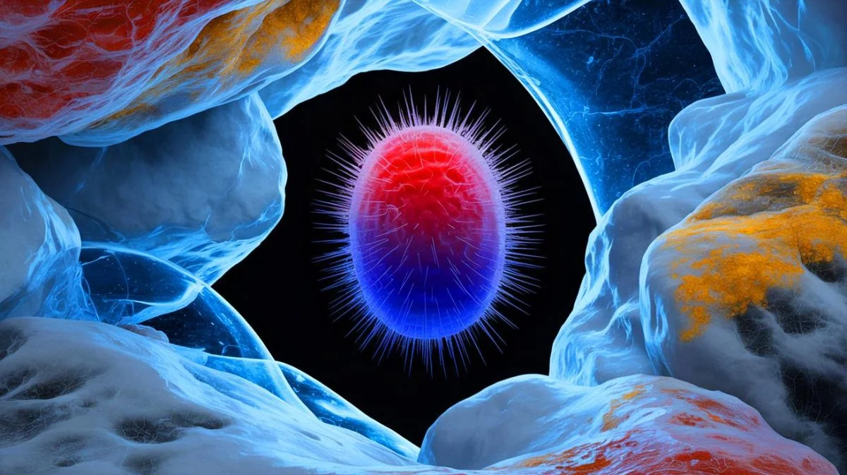 Illustration de la résurrection d'un rotifère vieux de 24 000 ans après sa congélation. Image réalisée par IA.