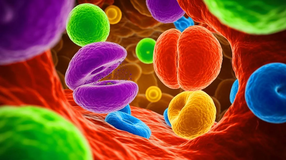 Illustration de la division cellulaire asymétrique. Image réalisée par IA.