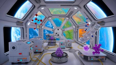 Illustration de la production pharmaceutique en apesanteur par Varda Space.