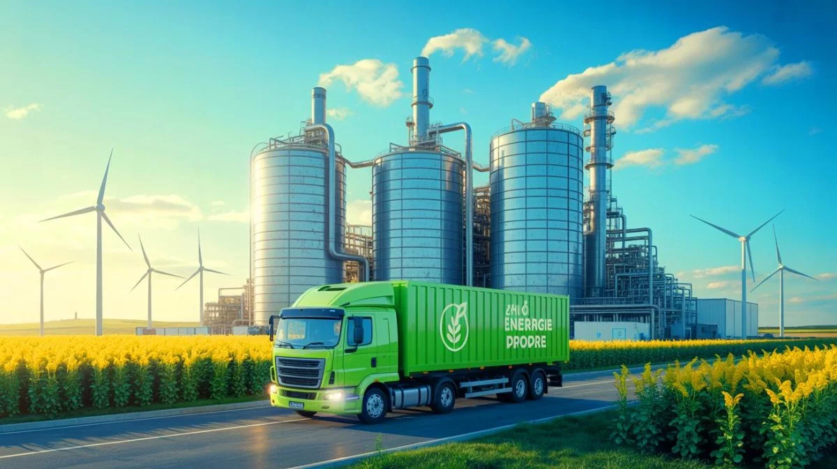 Illustration de la transformation des huiles usagées en biodiesel grâce à une découverte scientifique révolutionnaire.
