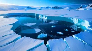 Illustration de la polynie de Maud Rise, un trou immense dans la banquise antarctique.