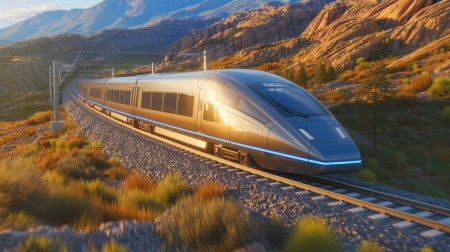 Illustration de l'Infinity Train de Fortescue exploitant la gravité pour produire de l'énergie renouvelable.