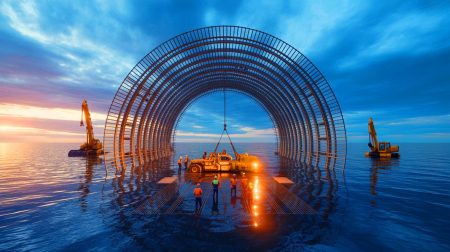 Illustration de la construction innovante du tunnel Fehmarnbelt reliant le Danemark et l'Allemagne.