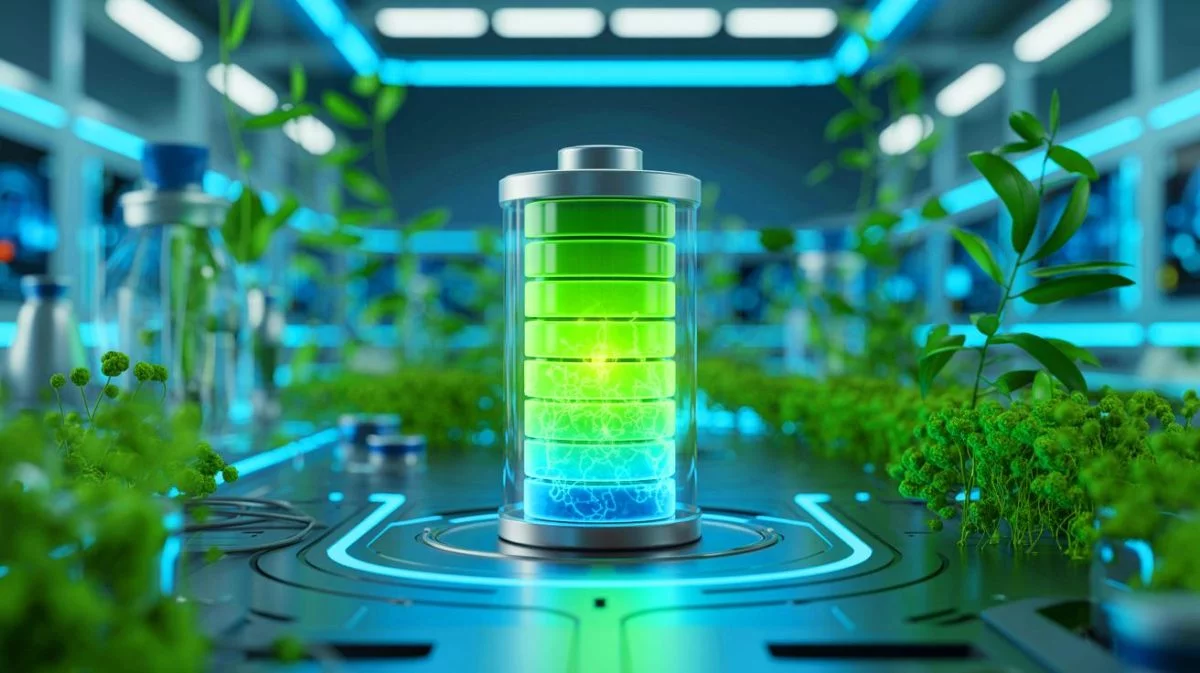 Illustration de la bio-batterie chinoise utilisant des micro-organismes électroactifs pour une énergie durable.