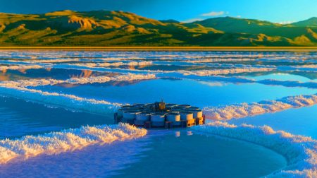 Illustration de l'extraction durable de lithium à partir de saumures des lacs salés.