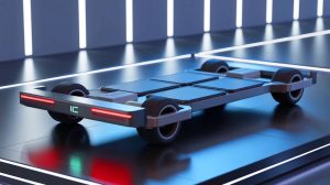 Illustration de la plateforme skateboard modulaire CIIC de CATL pour véhicules électriques.