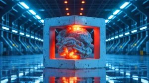 Illustration de la capacité auto-réparatrice des cristaux de quartz dans le béton sous rayonnements nucléaires.