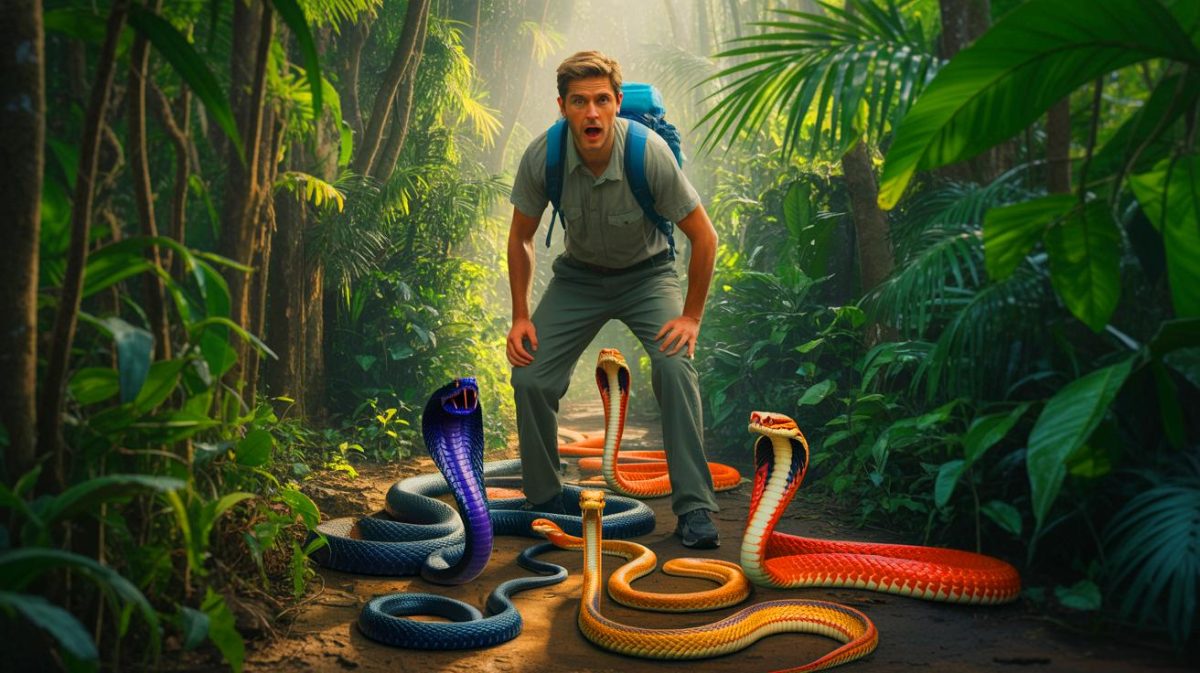 Illustration de Nigel Marven explorant les serpents les plus dangereux du monde.