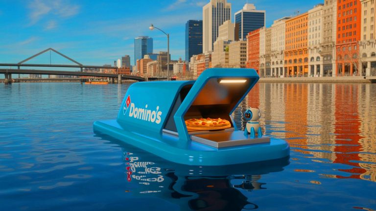 « J’ai vu une pizza plonger » : Domino’s teste la livraison sous-marine et des chiens robots qui pulvérisent la livraison classique