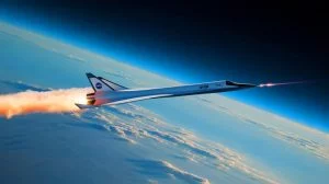 Illustration de l'avion X-59 de la NASA lors de ses tests de roulage en Californie.