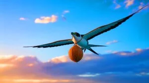 Illustration de la vitesse d'une hirondelle en vol, inspirée par la scène culte de Monty Python.