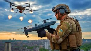 Illustration de l'utilisation de munitions antidrones par l'armée ukrainienne pour contrer les menaces aériennes russes.