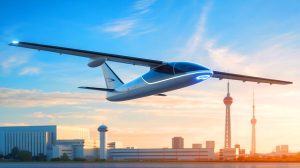 Illustration de l'innovation de CATL avec un avion électrique de quatre tonnes lors d'un vol d'essai.